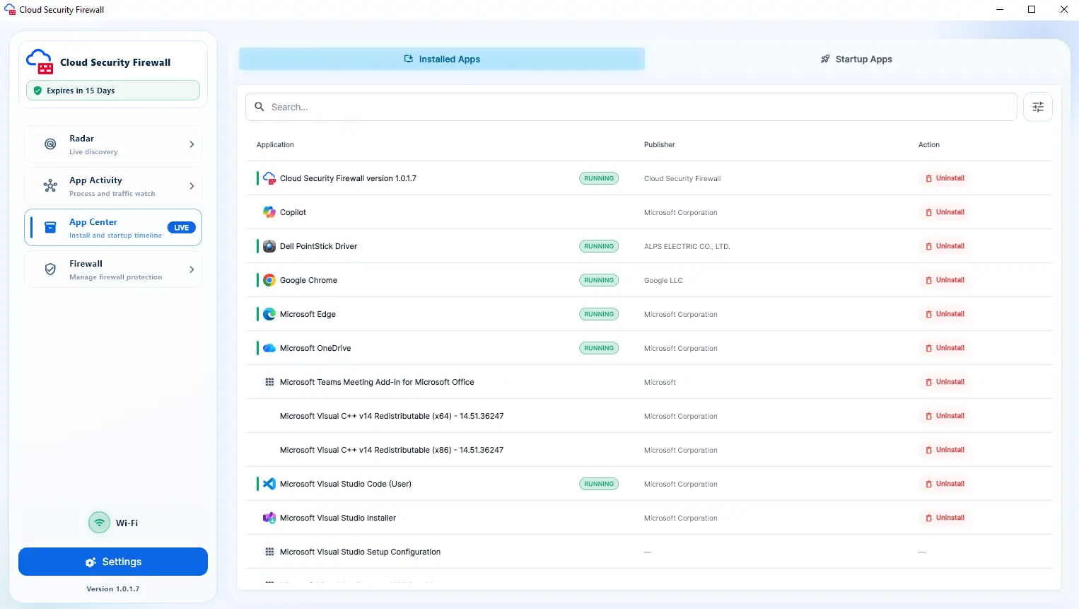 Cloud Security Firewall application center